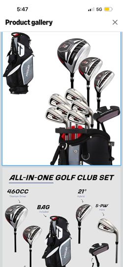 Precise - Men's Golf Club Set 460cc titanium driver, 14-piece complete bag, fairway wood & hybrid, irons through wedge, putter, stand bag, left/right