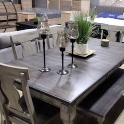 Beautiful Farmhouse 6 Pc Dining Set With Butterfly Leaf (New)