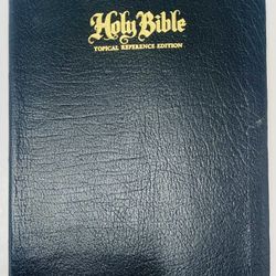 Holy Bible KJV Topical Reference Edition Black Genuine Leather Crusade 1973
