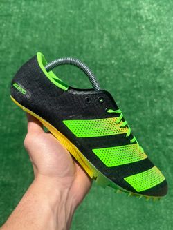 ADIDAS ADIZERO FINESSE “BLACK / SOLAR GREEN” TRACK SPIKES (Size 9, Men’s)