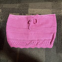 Pink Hollister crochet tube top/ mini skirt Size M
