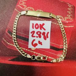For Wedding 10K Solid Gold ID Bracelet 2.8Gr 6 Inches Long 