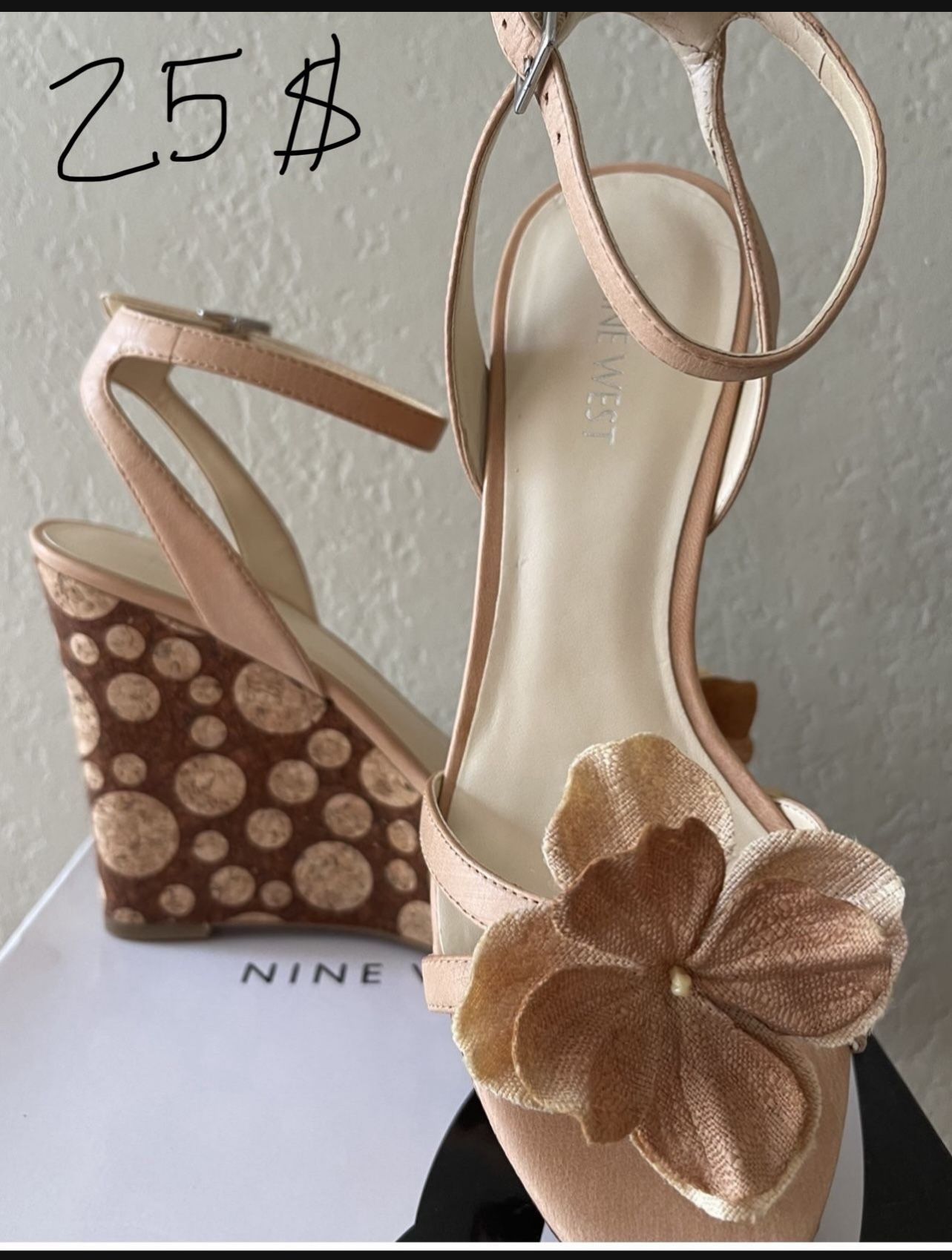new nine west leather wedges size 7