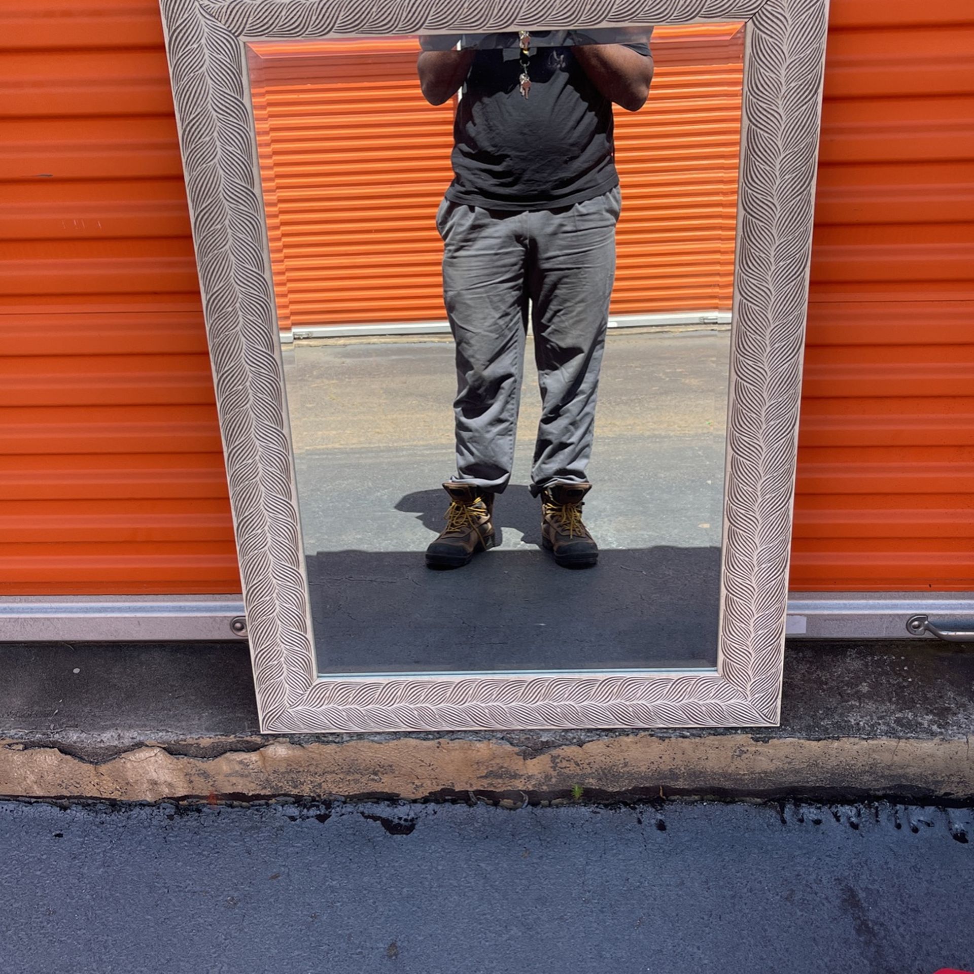 Large Wall Mounted Mirror With Hanging Hardware And Instructions Affixed