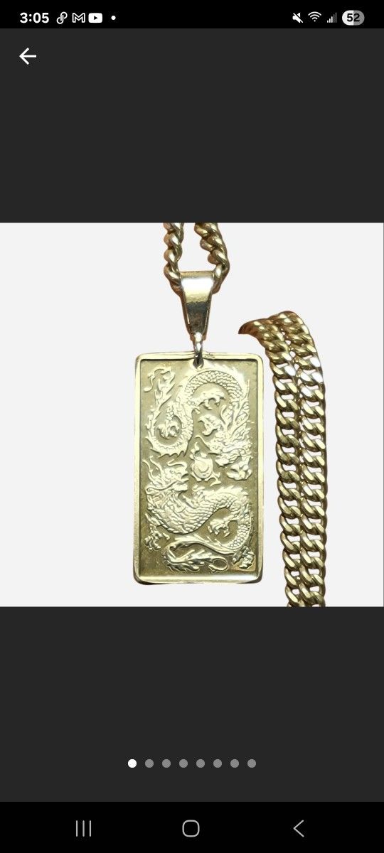 999 Fine Silver Dragon Pendant- 2.5g - 925 Sterling Silver Bail - 28x11mm