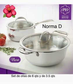 Set de ollas de 3.5 qts y de 6 qts Tri-ply nuevas en sus cajas 🌺 princess house 🌺