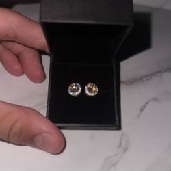 6.5mm 925 Sterling Silver Real Synthetic Moissanite Earrings Round Cut Brilliant Stud Earrings