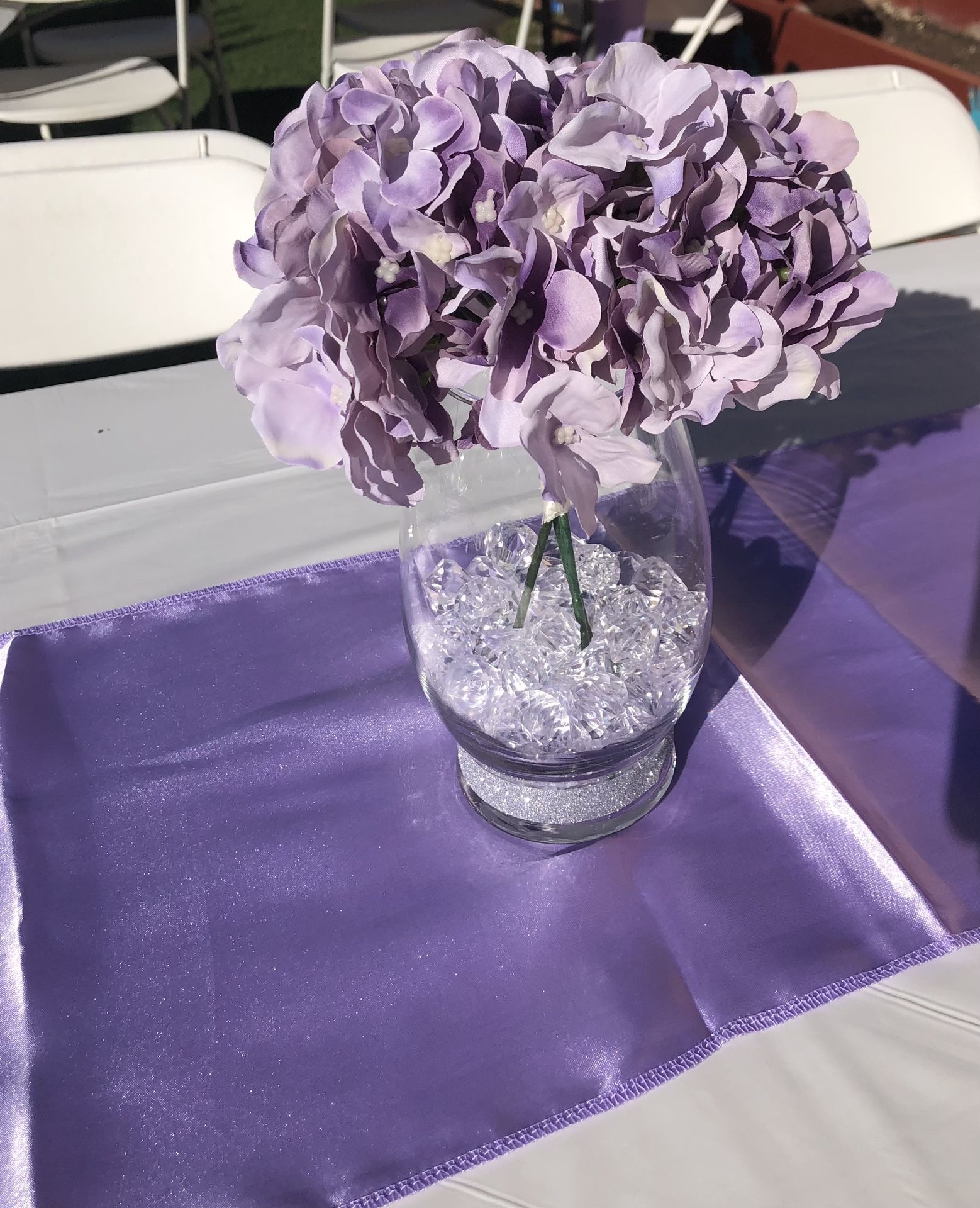 Purple Flower Diamond Centerpieces