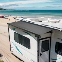 Camper Awning Fabric Replacement, 1" to 12', Weatherproof Durable Slide Topper Awning with Bracket, Heavy Duty Slide Topper Awning with Stainless Stee