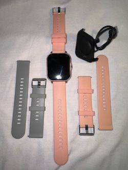 Women’s Smartwatch- New never worn- iPhone and Android smartphone compatible- 3 Silicone Watchbands included