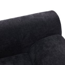111.2 Modern L-Shaped Sectional Sofa – Modular Velvet Couch with Adjustable Configurations, Soft Melange chenille Fabric in Black, Stylish & Comfortab
