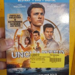 Uncharted Movie Blue Ray Combo Pack w/ DVD w/ Slipcover, Brand New