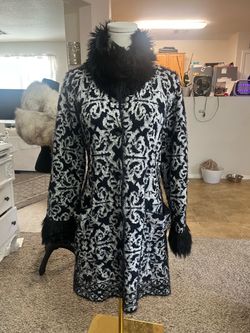Black and gray sweater coat