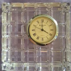 WATERFORD CRYSTAL SQUARE BEVEL EDGE DESK 3” CLOCK IRELAND MADE