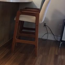 Benny Linden Teak Bar Stools, Set of Two