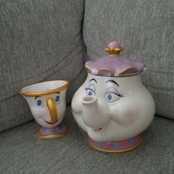 New With Tags Disney Collection  Beauty & The Beast Ceramic Set Of  Mrs. Potts Tepot  & Chip Mug  