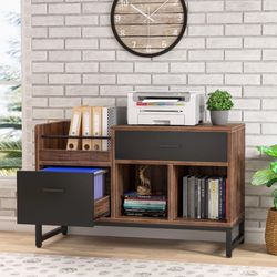 Brown File Cabinet With 2 Drawer