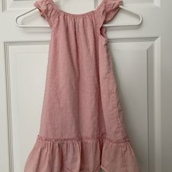 Coral Cotton Dress Toddler Girl’s Size 5T Gingham