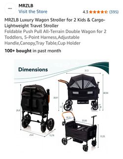 New open box. Never used. MRZLB Luxury Wagon Stroller for 2 Kids & Cargo- Lightweight Travel Stroller Foldable Push Pull All-Terrain Double Wagon for