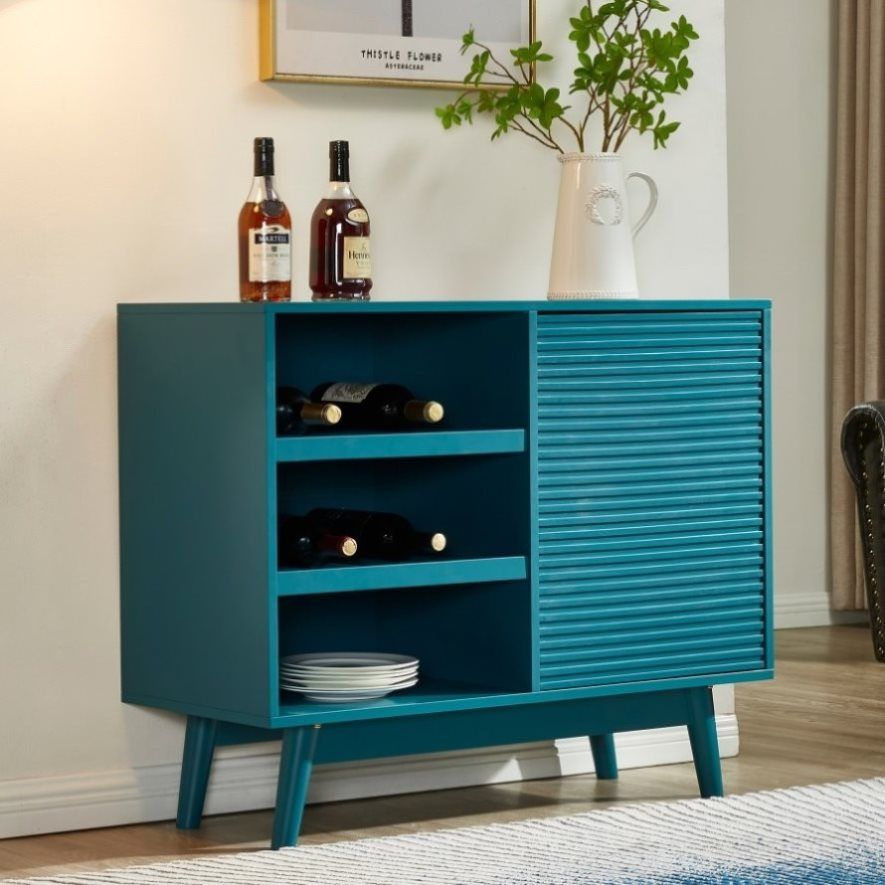36" Teal Sideboard Buffet Cabinet With Wine Rack [NEW IN BOX] **Retails for $300