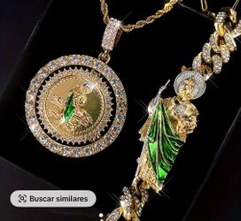 St Jude Bracelet And Necklace Laminated Gold  