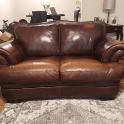 Brown Italian Leather Loveseat