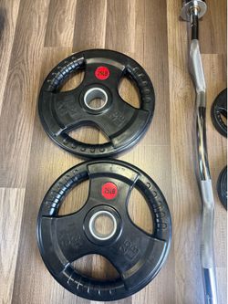 EZ Curl Barbell  2 x 25 lb plates 2 x 2.5 plates