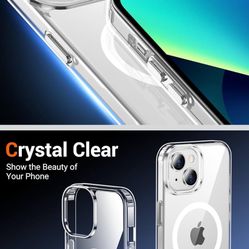 iPhone 13 Case Clear Military-Grade Protection, Shockproof Slim Magnetic Phone Case Cover