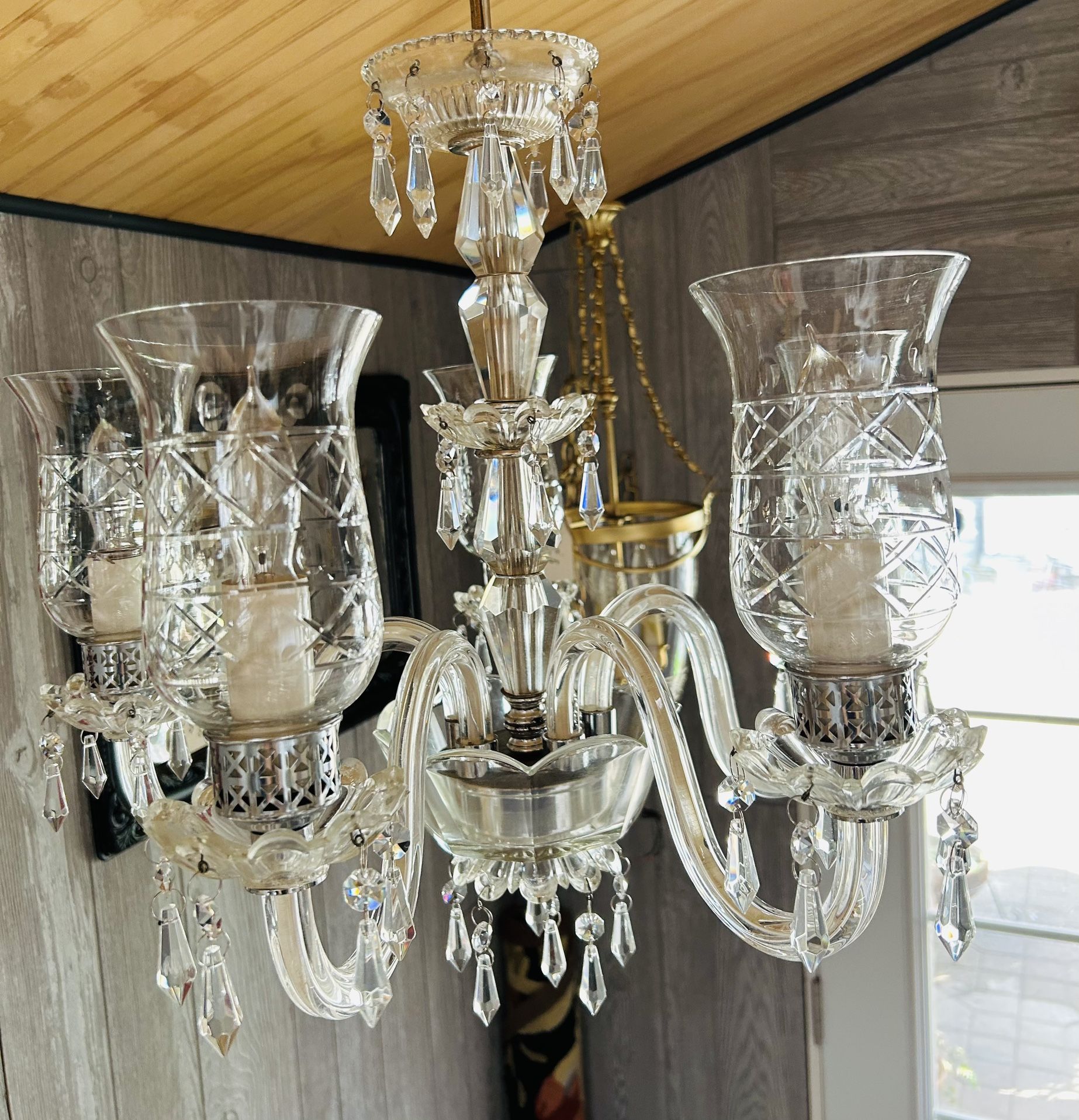 Vintage “princess House” Glass 5 Arm Chandelier 