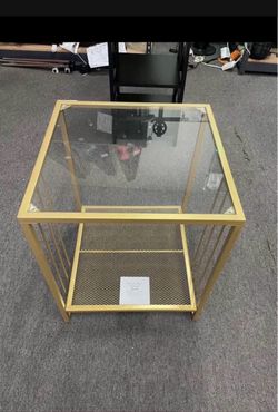 Moving sale Brand New Golden End Metal Frame Table with Tempered Glass Top,