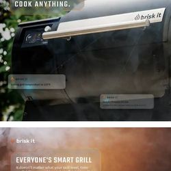 Brisk It Origin 940 sq. in. Generative A.l. Powered and WiFi Smart Wood Pellet Grill in Black/Silver
