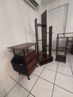 Free rustic office 3 pc set- desk, bookshelf, & file cabinet
