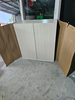 Light Wood Grain Two-Door Storage Cabinet
