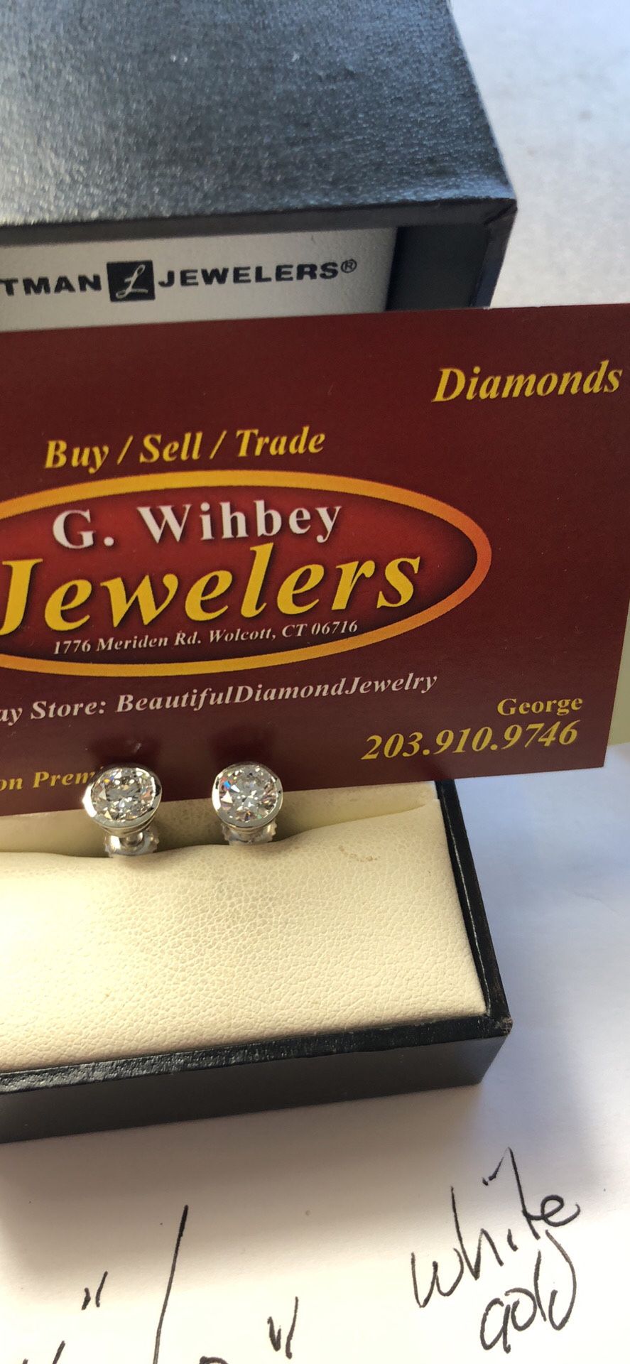 14 Kt White Gold “LAB”diamond Earrings 2.20 CT’s 