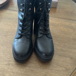 Black Lace Up Boots - Size 6 1/2