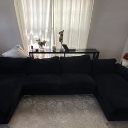 Black Velvet U Shape Couch