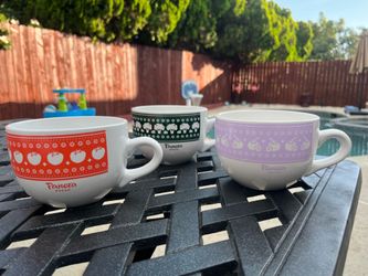 Panera Bread Ceramic Soup Bowls with Handles - Holiday Sweater Pattern Set