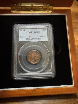 1870 Indian Head Cent 1C Proof PCGS PR63RB Rare Low Mintage 