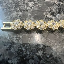 14k Gold Fill Cluster Tennis Bracelet - VVS CZ - 8”