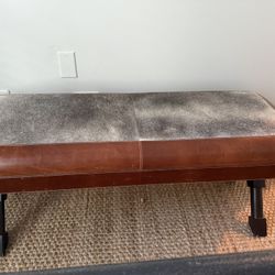 Bench Seat Brown Leather and Cowhide