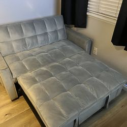 Yasirah 55" Wide Contemporary Solid Color Velvet Tufted Back Twin Sofa Beds with Pocket Storage