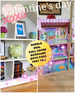 Valentine's Day Bookcase and Doll house Excellent Condition