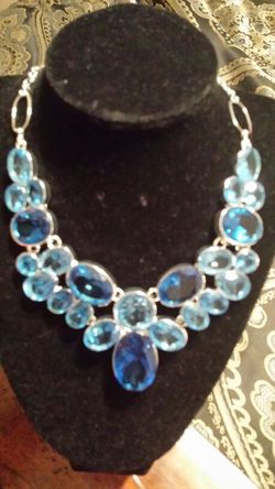 Aqua and Royal Blue Statement necklace