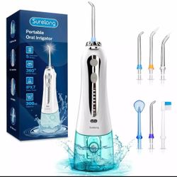 Cordless Water Flosser Portable 300ML for Teeth Dental Oral Irrigator 6 Jet Tips