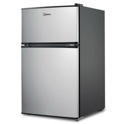 Midea 3.1 cu. ft. Double Door Compact Refrigerator with Full-Width Freezer (Stainless Steel)