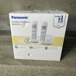 Panasonic KX-TG7122 SK White Cordless Telephone Set With Bases New Open Box