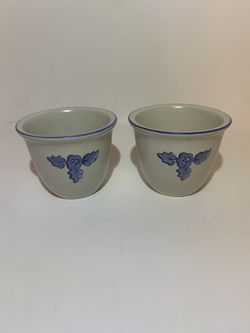 Pfaltzgraff Yorktowne Stoneware Blue Floral Dessert Cups