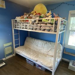 Bunk Bed Metal White Futon Twin Mattress 