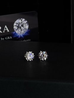 moissanite stud earrings 925  Sterling Silver 2CT BRILLIANT