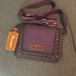 Wrangler Rivets Studded Wristlet Shoulder Bag HandBag Western Crossbody Bags for Women Purse with Adjustable Strap